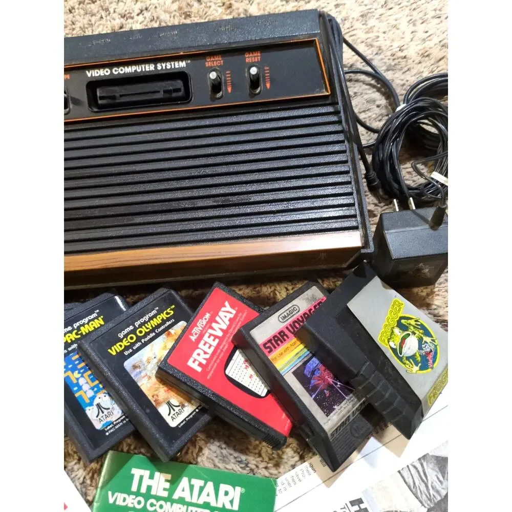 Vintage Atari 2600 CX2600A Console Accessories Controllers Games Manuals Lot